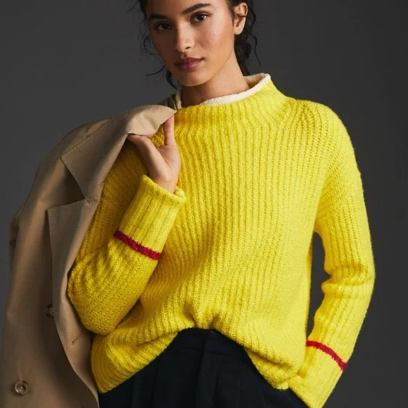 The Maeve Mock-Neck Color-Tipped Sweater - Picture 5 of 8